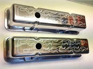 Cubiertas de válvula de aleación para Chevy Chevrolet GM SBC inflamadas - Imagen 1 de 4