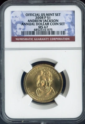 2008-P Andrew Jackson Dollar NGC MS67 Annual - 7th U.S. President - Image 1 of 2