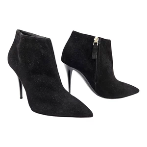 RALPH LAUREN PURPLE LABEL - Black Kidsuede Boot with Carbon Fiber Heels, Size 7 - Picture 1 of 12