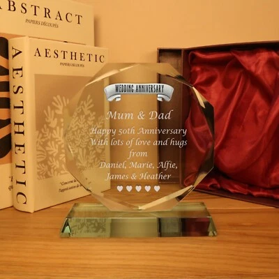 Engraved 50th Golden Wedding Anniversary Pewter Feature Glass Gift Fifty Year 50