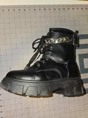 Women’s Olivia Miller Ava Black Lace Up Combat Boots Size 6 - Used - Image 1 of 4