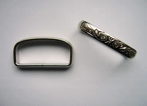 2 Flachdrahtschlaufen, Alamo Loop, D-Ringe, Stahl/vernickelt, 38x17x6,8 - Bild 1 von 1