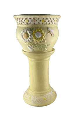 Blumen Postament Keramik 2 Teile 30 cm hoch Topf Blumendekor  Neu günstig - Bild 1 von 3