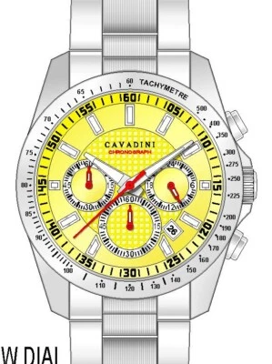 Herrenuhr CAVADINI Chronograph Datum Edelstahl sportlich gelb CV-890 42 mm - Bild 1 von 3