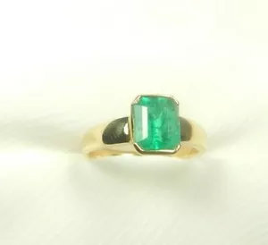 Colombian Emerald Engagement Ring 1.20 Cts 18K Yellow Gold Size 7 US Muzo mines - Picture 1 of 12