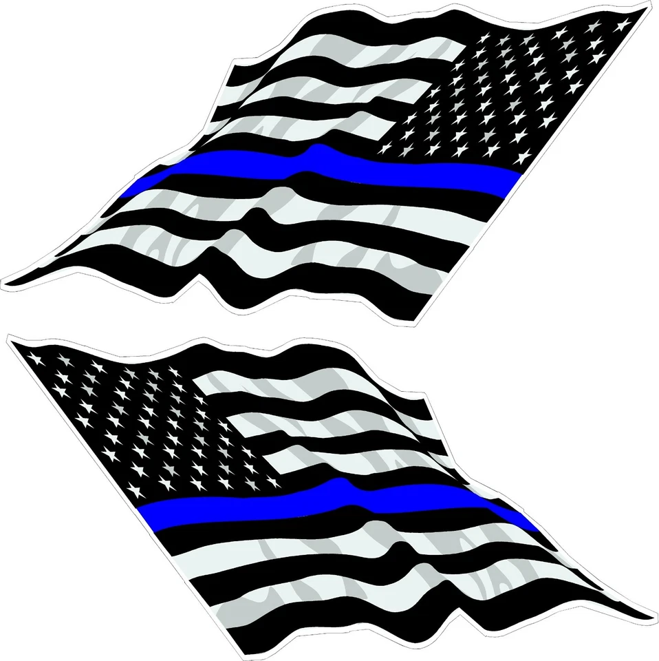 Thin Blue Line / American Flag Decals  (RACE BOAT/BOW FLAGS)  - Image 1 of 1