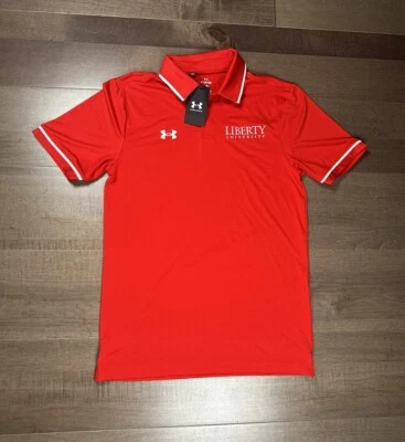 NUEVO CON ETIQUETAS Camisa Polo Under Armour Para Hombres Pequeña Liberty University LU Flames SS Roja $55 Foto 1 de 4