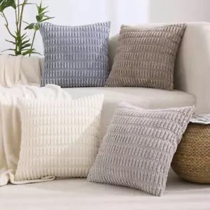 Couch Decorative Throw Pillow Covers 18X18 Set of 4 Neutral Winter Farmhouse - Picture 1 of 12