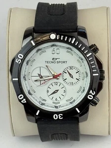 Tecno Oversized sports watch Blk #8001 Stainless Steel With rubber Wrist Band. - Picture 1 of 5