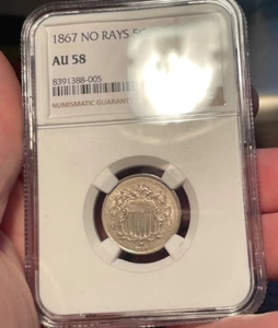 (#101683) Shield Nickel: NGC AU 58. no rays (See video!) - Picture 1 of 5