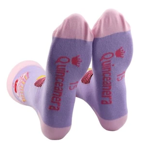 Quinceañera Socks 15th Teenager Birthday Gift Quinceanera Girl Sweet 15 Gift ... - Picture 1 of 6