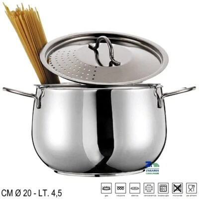 PENTOLA CUOCISCOLA CM 20-LT. 4,5 ACCIAIO INOX CON COPERCHIO FORATO LOVE STORY - Immagine 1 di 2