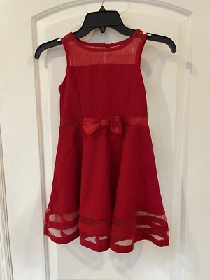 Vestido Calvin Klein Illusion Talla 7 Malla Lazo Frontal, Niñas Rojo Sin Mangas Precio de venta sugerido por el fabricante $80 Foto 1 de 4