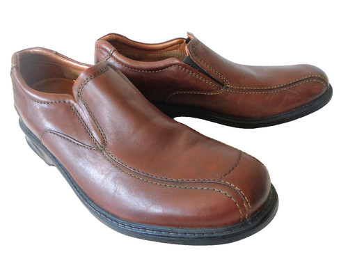 Mocassini CLARKS Colson Knoll UOMO US 9 5M in pelle liscia marrone INDIA