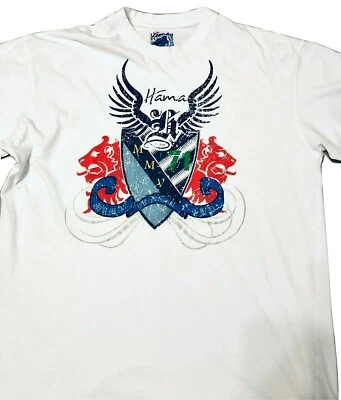 Hama Graphic Short Sleeve Men’s T Shirt Size 3XLB White & Multicolor Embellished - Image 1 of 4