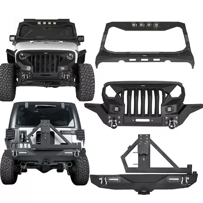 Front Grille Bumper Rear Bumper Windshield Cowl Armor for 07-18 Jeep Wrangler JK - Image 1 of 4
