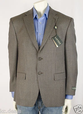 LAUREN RALPH LAUREN MENS  HOUNDSTOOTH WOOL JACKET BLAZER COAT Polo Olive  $350 - Image 1 of 4