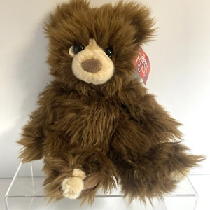 Russ Berrie "Evan" Plush Stuffed Shaggy Furry Brown Weighted 11" Bear w/TAG - Picture 1 of 6