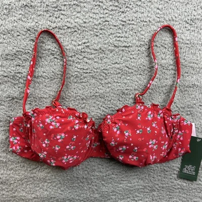 Wild Fable Womens XL 16 Ruffle Underwire Bikini Top Red Floral - Image 1 of 4