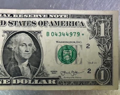 B 04344979* $1 One Dollar Bill Star Note 2013 Duplicate Serial number FW - Image 1 of 4