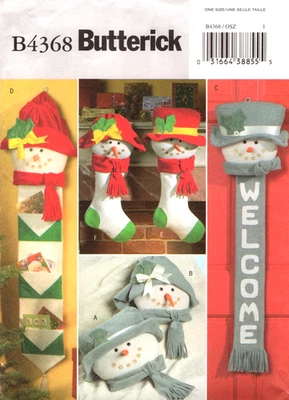 SNOW PEOPLE CHRISTMAS ITEMS, Butterick Sewing Pattern B4368 - Image 1 of 2