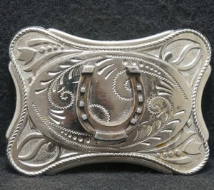 XA03173 VINTAGE 1970s ***HORSESHOE*** ANIMAL WESTERN FASHION UNISEX BELT BUCKLE - Picture 1 of 2