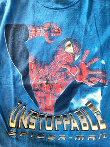 Spiderman Unstoppable Blau Large Kurzarm T-Shirt Baumwolle Herren Damen 2002 - Bild 1 von 1