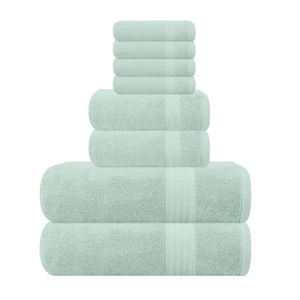 Ultra Soft 8-Piece Towel Set - 100% Pure Ringspun Cotton, Contains 2 Oversize... - Picture 1 of 7