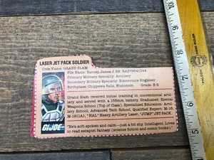 GI Joe 1980s Silver Pads Grand Slam File Card Only Laser Jet Pack Soldier 7A - Picture 1 of 2