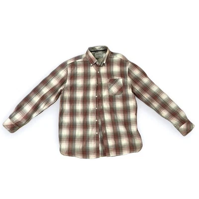 Camisa Madison Vintage Lavada Abotonada Roja Marrón A Cuadros Para Hombre Talla Grande Foto 1 de 4