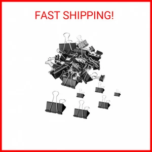 110PCS – Binder Clips Assorted Sizes, Metal Binder Paper Clips, Black PaperClips - Picture 1 of 1