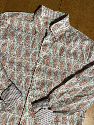 Camisa Robert Graham S Floral Cachemira Puño Abatible Ribete a Rayas Algodón Multicolor Foto 1 de 4