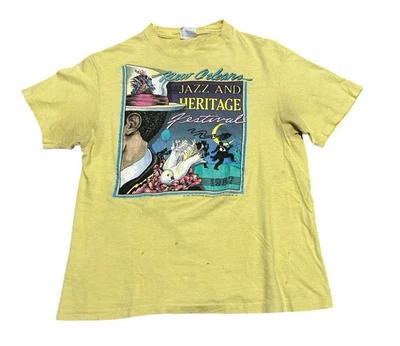 Vintage 80s New Orleans Jazz Festival T-Shirt Size S/M Single Stitch Distressed - Image 1 of 4