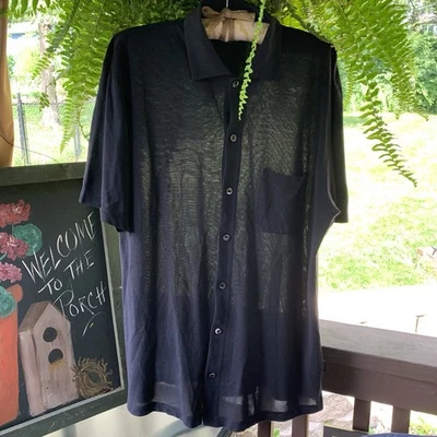 BOSS HUGO BOSS Golf  Black Button-Up Collared Silk Cotton Shirt Top - Image 1 of 4