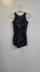 Athleta Girl On the Go Romper Black Gray Camo Size M 8/10 Athletic Pockets - Picture 1 of 10