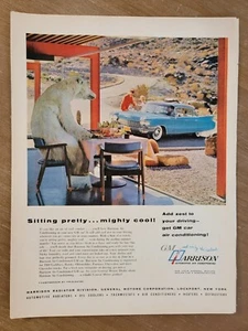 Vintage 1960 GM Harrison Automotive Air Conditioning Polar Bear Print Ad - Picture 1 of 1