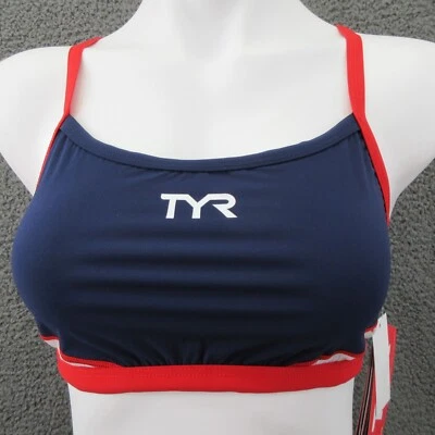 Sujetador superior para mujer TYR XL azul marino rojo serie carbono correa delgada ejercicio entrenamiento Foto 1 de 4