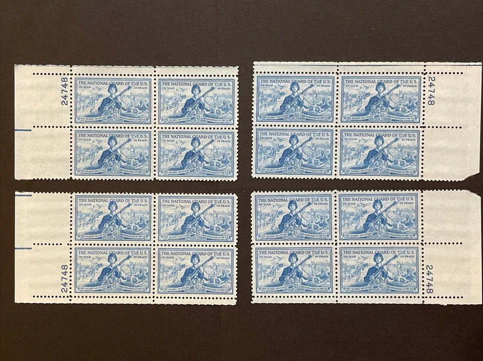 Scott # 1017 National Guard Matched Plate Blocks MNH - Image 1 of 1