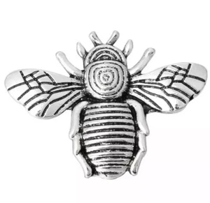 Dije de botón a presión para insectos abeja miel plateado, 18 - 20 mm intercambiable con jengibre - Imagen 1 de 3