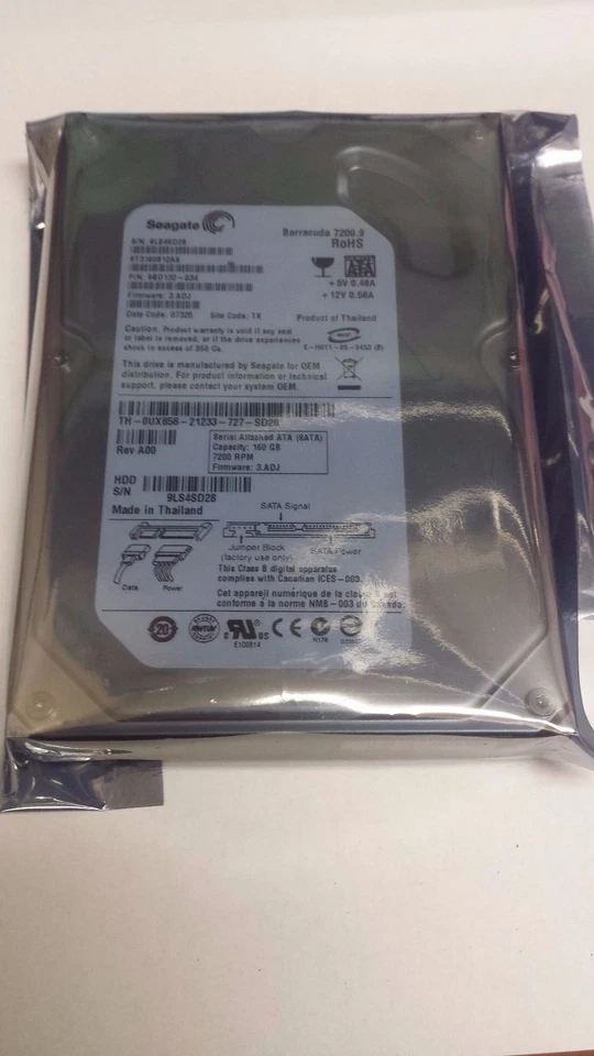 Seagate 160GB SATA Barracuda 7200.9 7200RPM 3.5" ST3160812AS HardDrive - Image 1 of 1