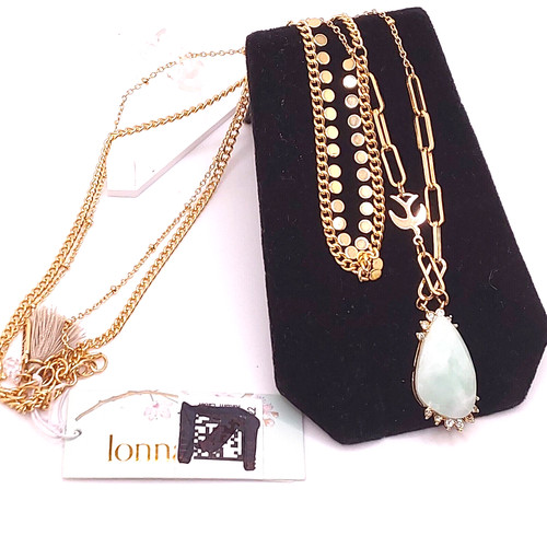 VETEMENTS Collana con ciondolo di perline tono oro due strati Lonna e Lilly