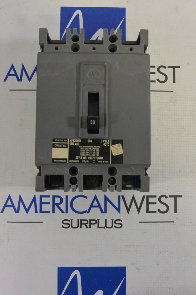Disyuntor Westinghouse HFB3050L 3P 50A 600V - USADO Foto 1 de 4