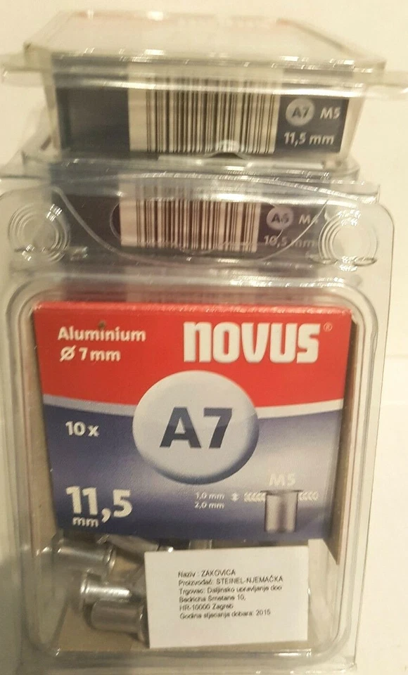 Blindnietenmutter   NOVUS  A7  M5 11,5mm    100 Stück    min.1,5mm   045-0042 - Bild 1 von 1
