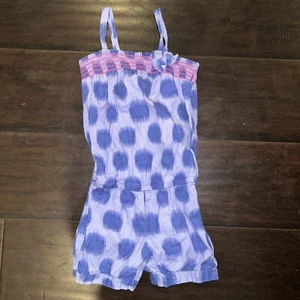 Size 4 girls blue polkadot with pink jumpsuit short Cherokee - Picture 1 of 3