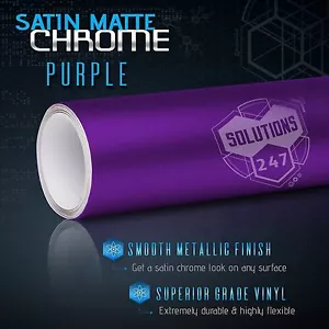 24" x 60" Purple Satin Matte Chrome Metallic Vinyl Wrap Sticker Bubble Free (A) - Bild 1 von 8