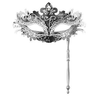 Masquerade Mask with Holding Stick Venetian Costume Mardi Gras Masks for Women - Image 1 of 2