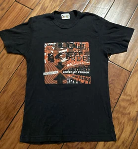 Womans Cut Vintage Disney Tower Of Terror Twilight Zone T-shirt Medium 90s Black - Picture 1 of 4