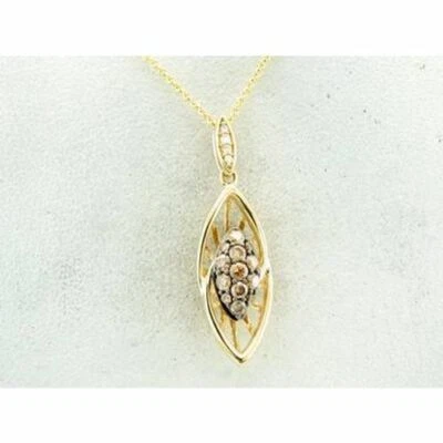 Colar pingente LeVian ouro amarelo 14K G-H SI1 diamante chocolate 0,42 cts 18" - Imagem 1 de 4