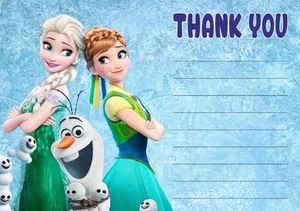 Packs of 10/20/30/40  Frozen Fever Thank You notes - posters cards banners - Picture 1 of 1