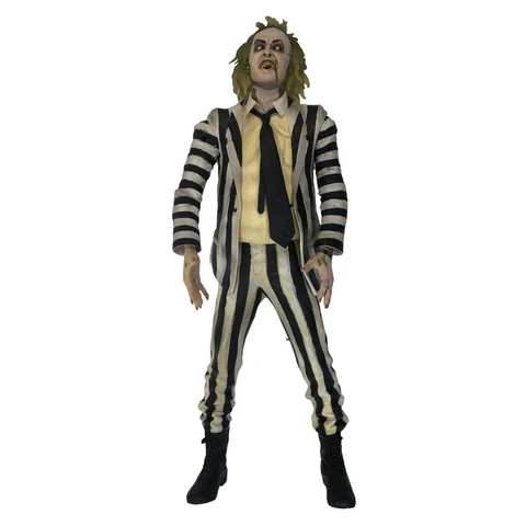 Neca Reel Toys Beetlejuice 18” Talking Figure Black White Stripe Suit Halloween Cover